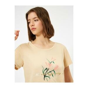 Koton Leaf Printed Crew Neck Short Sleeve T-Shirt