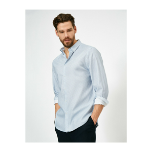 Koton Men's Blue Classic Collar Shirt