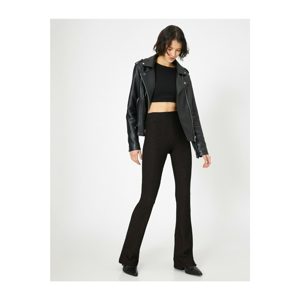 Koton High Waist Shiny Detail Flared Trousers