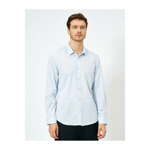 Koton Men's Blue Classic Collar Shirt