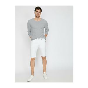 Koton Men's White Pocket Detailed Jean Shorts