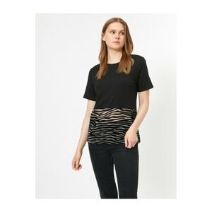 Koton Women's Crew Neck Short Sleeve Zebra Print Cotton T-shirt