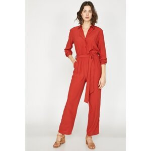 Koton Women Coffee Waist Tie Jumpsuit