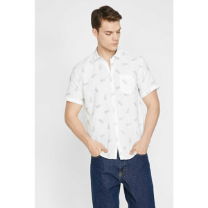Koton Men's White Classic Collar Short Sleeve Pocket Detailed Shirt