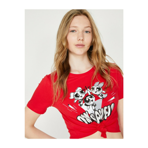 Koton Women's Red Powepuff Girls Printed T-shirt