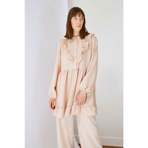 Trendyol Beige Ruffled Tunic Dress