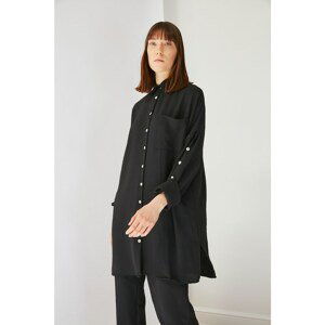 Trendyol Black Button Detailed Shirt Collar Woven Bottom-Top Suit