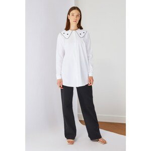 Trendyol White Embroidered Baby Collar Tunic