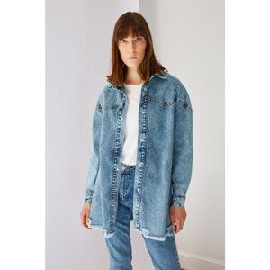 Trendyol Blue Stitch Detailed Denim Jacket