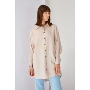 Trendyol Beige Sleeve and Back Detailed Woven Shirt