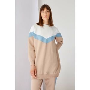 Trendyol Multi Color Crew Neck Paneled Knitted Sweatshirt