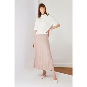 Trendyol Beige Pleated Knit Skirt