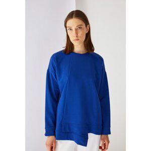 Trendyol Sax Crew Neck Asymmetric Detailed Sweatshirt