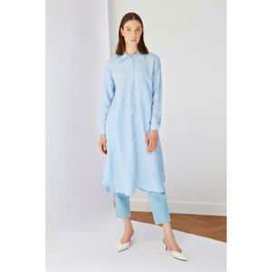 Trendyol Blue Shirt Collar Tunic