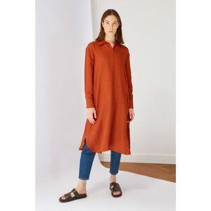 Trendyol Brown Shirt Collar Tunic