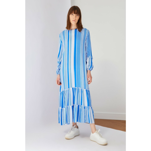 Trendyol Sax Striped Viscose Dress