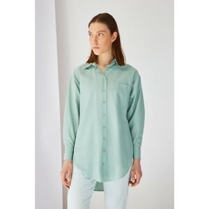 Trendyol Mint Back Printed Wide Cuff Woven Shirt