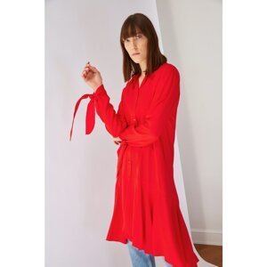 Trendyol Red Shirt Collar Tunic Dress