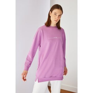 Trendyol Purple Printed Knitted Sweatshirt