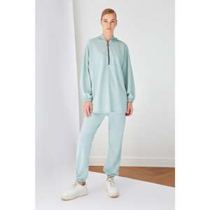 Trendyol Mint Zipper Detailed Knitted Tracksuit Set