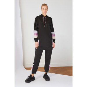 Trendyol Black Paneled Knitted Tracksuit Set