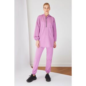 Trendyol Lila Zipper Detailed Knitted Tracksuit Set