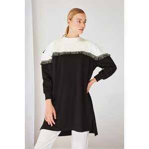 Trendyol Black Two Color Tasseled Sweatshirt