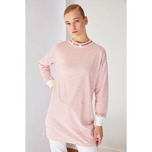 Trendyol Pomegranate Flower Collar Embroidered Striped Sweatshirt