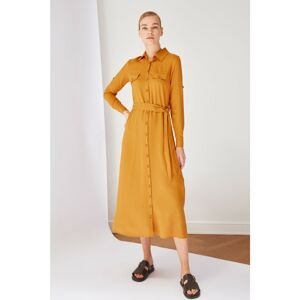 Trendyol Mustard Pocket Detailed Viscose Dress