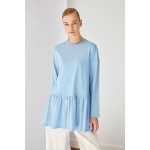 Trendyol Blue Frilly Knitted Tunic