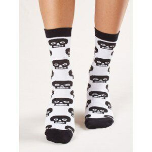 Black and white socks with skulls