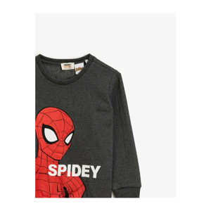 Koton Unisex Kids Anthracite Spiderman Licensed Printed Crew Neck Long Sleeve Sweatshirt
