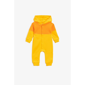 Koton Baby Boy Cotton Hooded Snap Fastener Yellow Overall