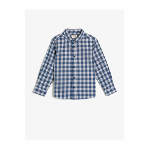 Koton Boy Blue Classic Collar Long Sleeve Checkered Shirt