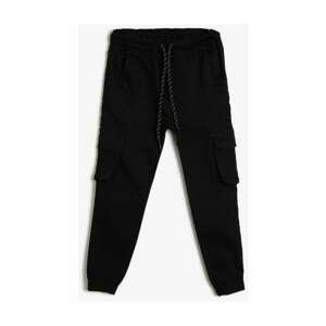 Koton Gabardine Fabric Jogger Pants with Cargo Pockets and Waist Cord