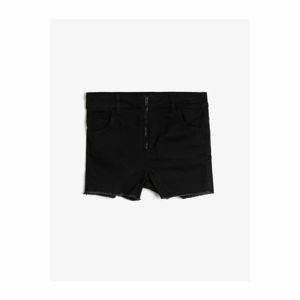 Koton Girls Black Comfortable Fit Waist Elastic Short Jean Shorts