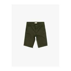 Koton Boy Green Cotton Buttoned Chino Cut Basic Sort