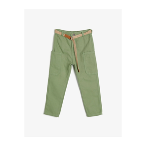 Koton Boy Green Big Pocket Buttoned Belted Trousers