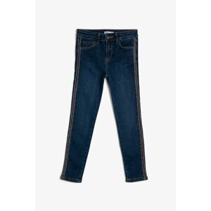 Koton Blue Girl Embroidered Jean Trousers