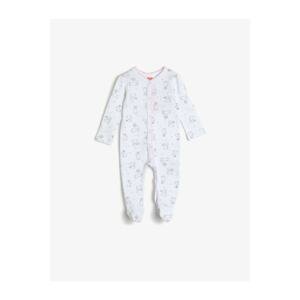 Koton Baby Girl White Printed Snap Detailed Jumpsuit