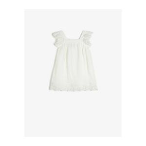 Koton Baby Girl White Short Sleeve Viscose Lace Dress