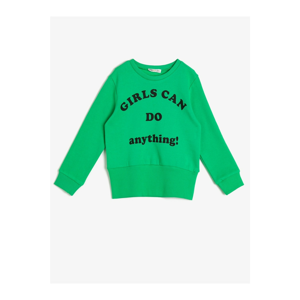 Koton Green Letter Printed Sweatshirt