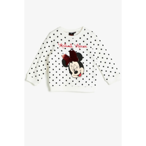 Koton White Girl Minnie By Cotton Sweatshirt