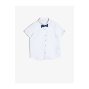 Koton Boy White Short Sleeve Classic Collar Shirt With Bowtie Pockets