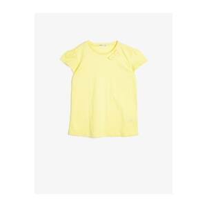 Koton Girls' Yellow Basic Soft Cotton Crew Neck Short Sleeve T-Shirt