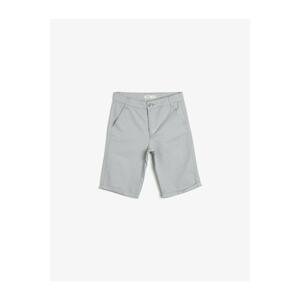 Koton Boy Gray Normal Waist Cotton Buttoned Chino-Cut Basic Shorts