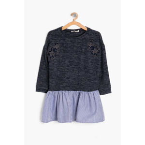 Koton Navy Blue Girl Embroidered Dress