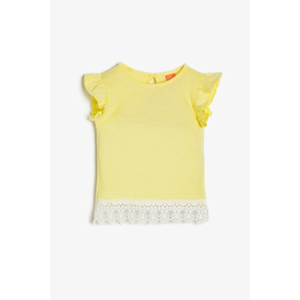 Koton Baby Girl Yellow Lace Detailed T-Shirt