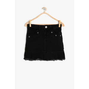 Koton Black Girl's Bird-Eye Detail Jean Skirt