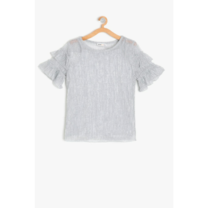 Koton Gray Girl's Sleeve Detail T-Shirt